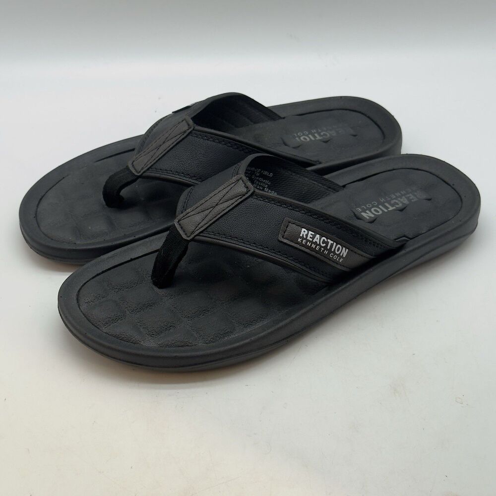 Kenneth Cole Reaction Four Sandal C Flip Flops Men's 7M Black Slip On Thongs
